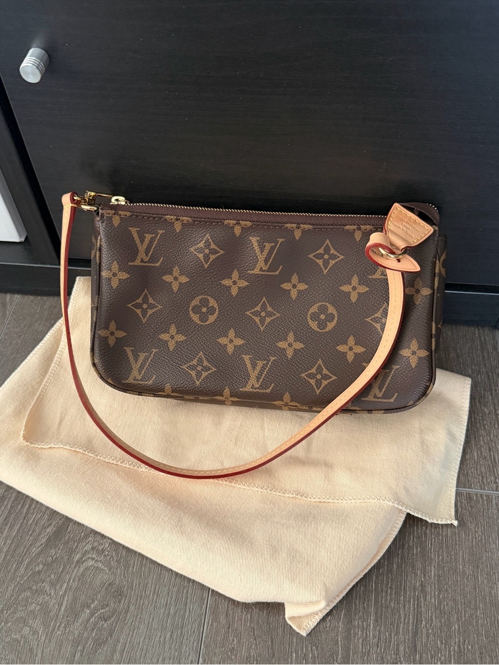 Louis Vuitton Brown Monogram Canvas Wristlet Pochette